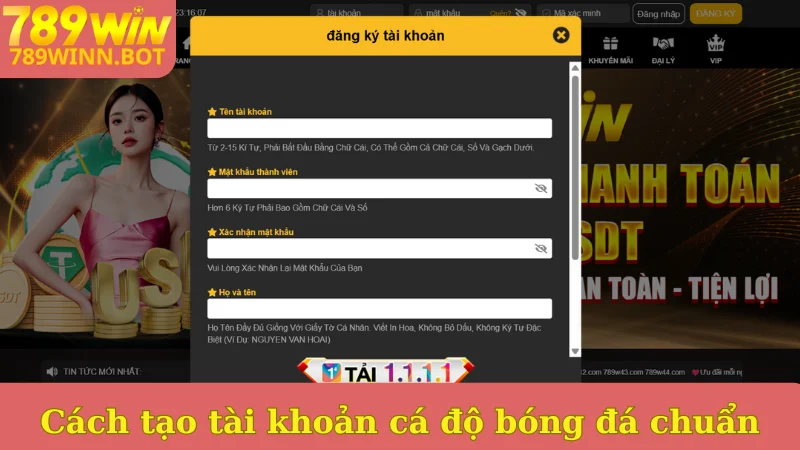 Cách tạo tài khoản cá độ bóng đá chuẩn